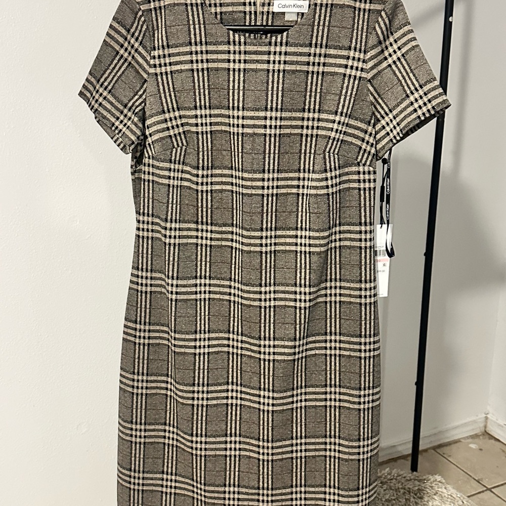 Calvin Klein Multicolored Sheath Midi Dress Crew Neck